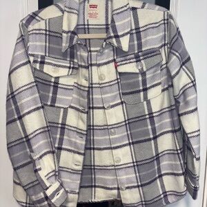Levi's Plaid Jacket in White and Purple